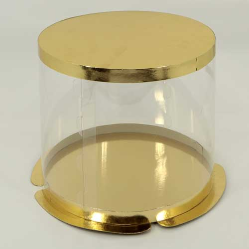 Упаковка для торта круглая ТУБУС Золото диаметр 15см высота 18см фото