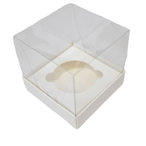 Коробка для капкейков 1 шт прозрачная 100х100х100 белый фото