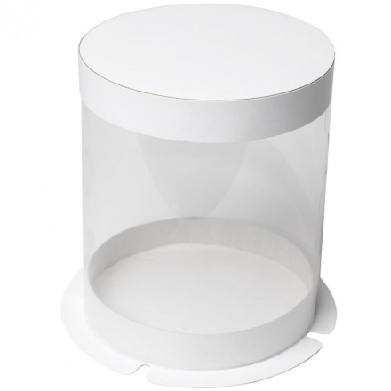 Упаковка для торта круглая ТУБУС белая  диаметр  30см высота 29см фото