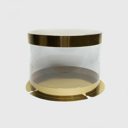 Упаковка для торта круглая ТУБУС золото  диаметр 20см высота 15см фото