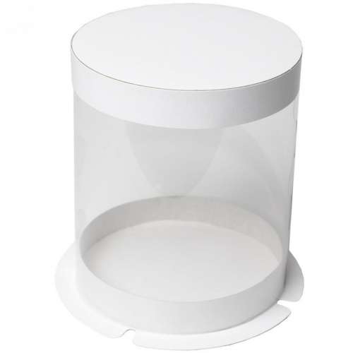 Упаковка для торта круглая ТУБУС белая 250х220мм фото