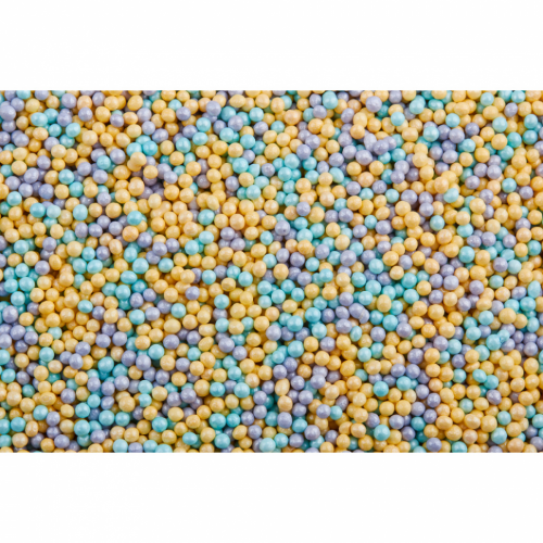 Посыпки кондитерские декоративные "Шарики" гол/лил/желт перламутр d 2 мм, 150г фото
