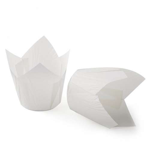 Бумажная форма Тюльпан для капкейк, белые, 200шт фото