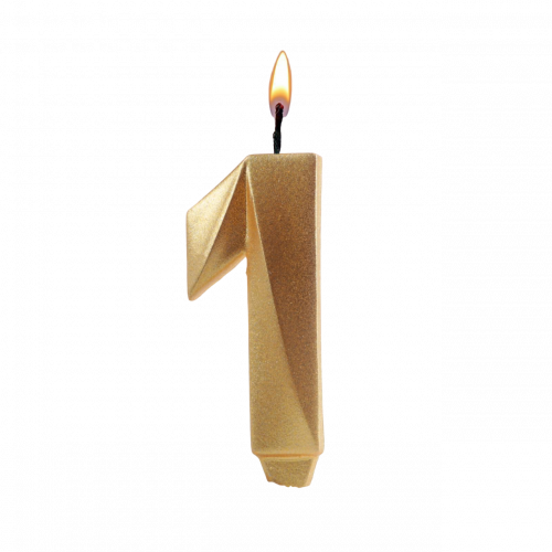Свеча для торта Цифра Металлик золото высота 7 см 1 фото