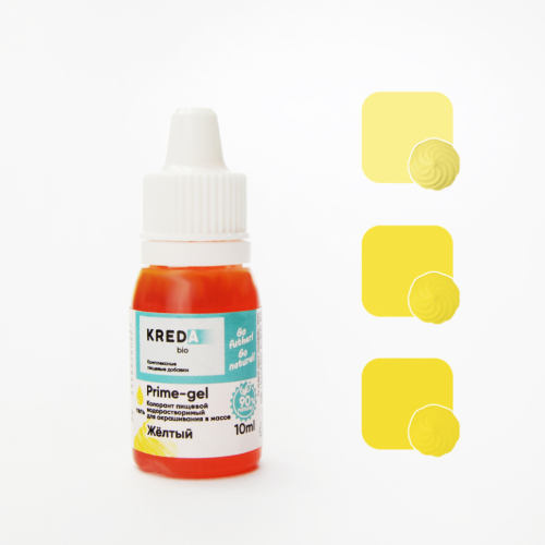Prime-gel 04 желтый, колорант водорастворимый для окрашивания KREDA Bio, компл. пищ. добавка, 10мл фото