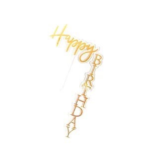 Топпер уголок Happy Birthday прозрачный фон с золотой надписью фото