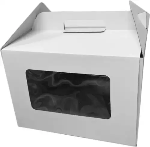 Короб картонный белый Handle Box 240х240х200мм с окном фото