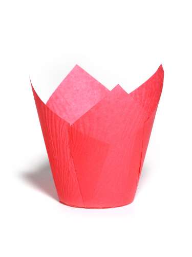 Форма тюльпан для капкейков 25шт (светло красный) фото