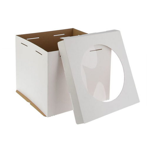 Короб картонный с окном белый 400х400х350 фото