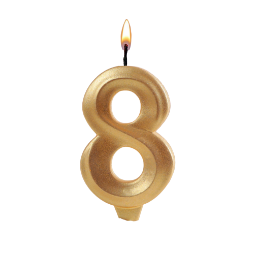 Свеча для торта Цифра Металлик золото высота 7 см 8 фото