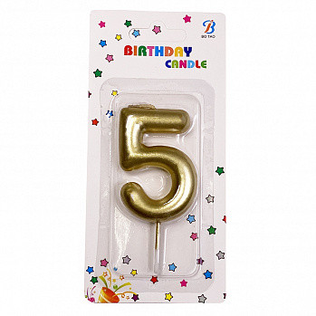 Свеча для торта Цифра Золото высота 45 мм 5 фото