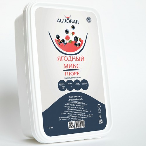 Пюре Ягодный микс Agrobar замороженное 1 кг фото