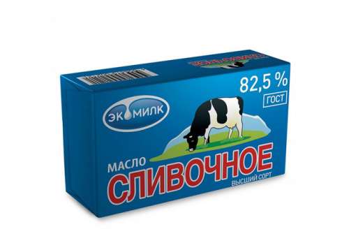 Масло сливочное "Экомилк", 82,5%,450гр фото