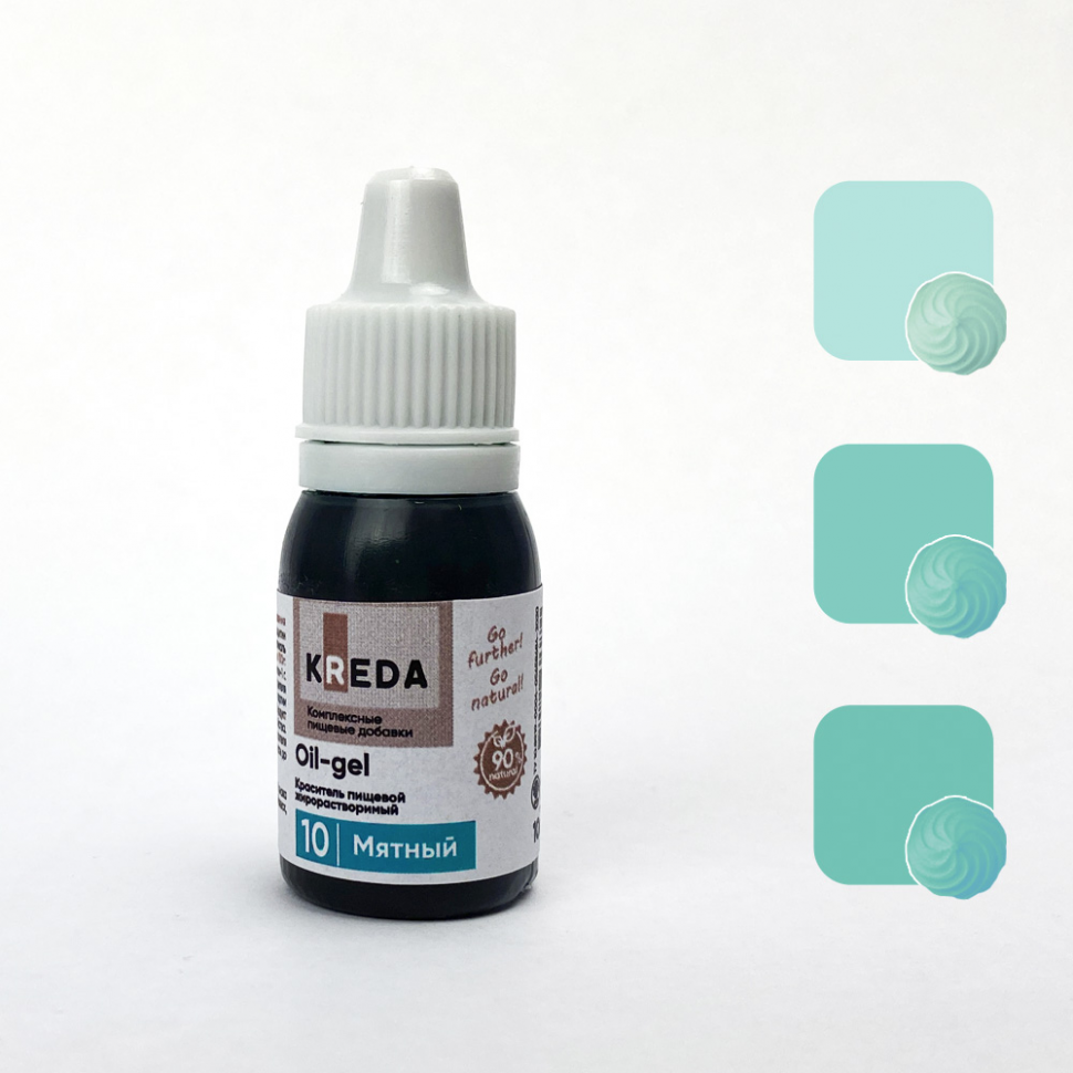 Oil-gel 10 мята, колорант жирораств. для окраш. KREDA Bio, компл. пищ. добавка фото